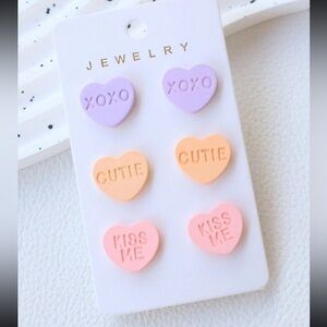 Set of 3 conversation heart Valentine earrings! New in package!